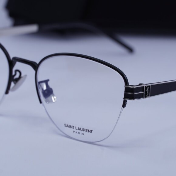 Saint Laurent SL M64 002 Cat Eye Eyeglasses 52mm – Black/Silver - Picture 5 of 11